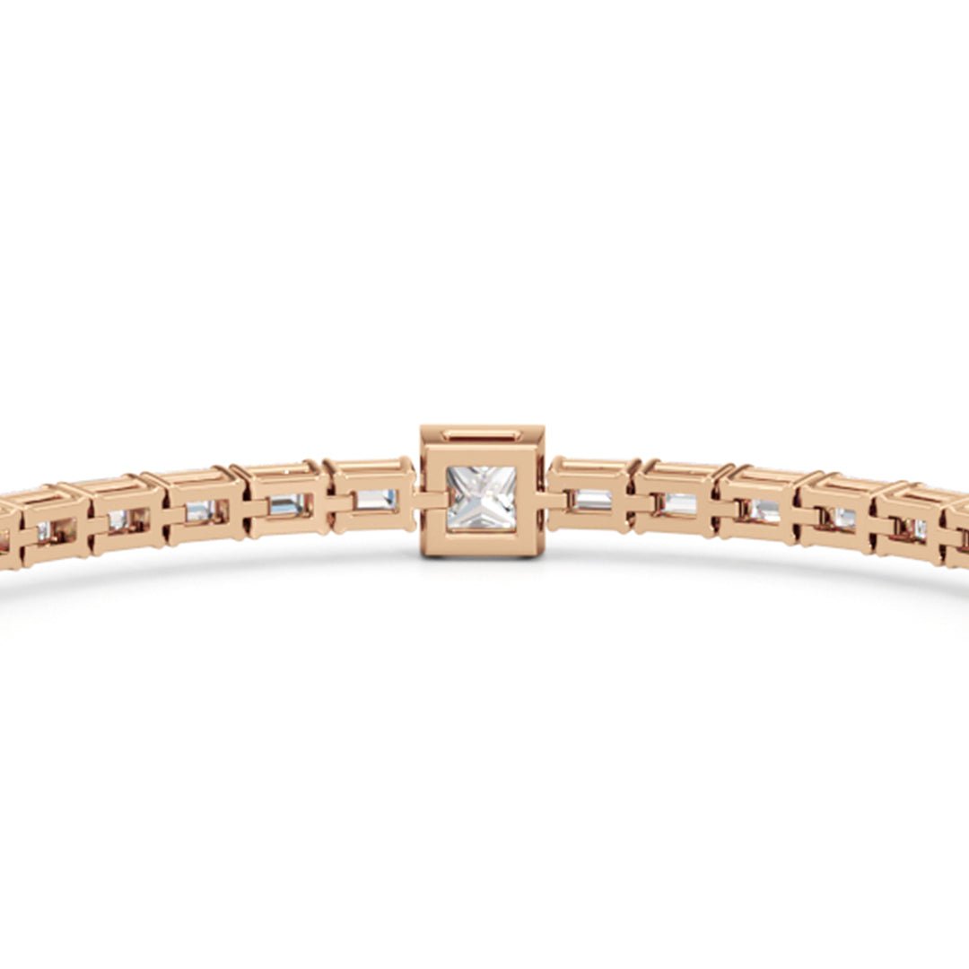 Bezeled Princess Station with Emeralds Tennis Bracelet - Lotus Diamond