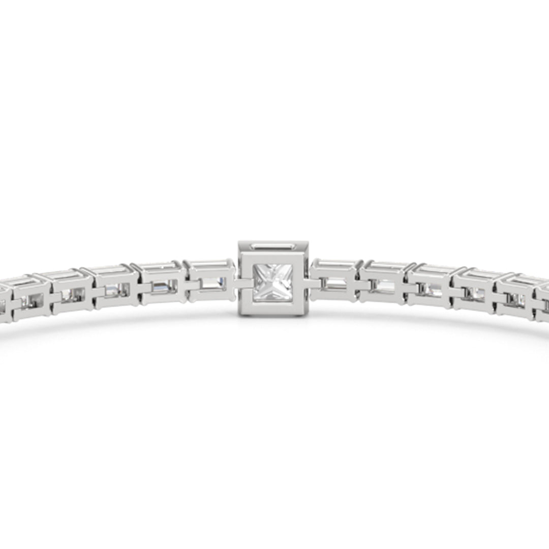 Bezeled Princess Station with Emeralds Tennis Bracelet - Lotus Diamond