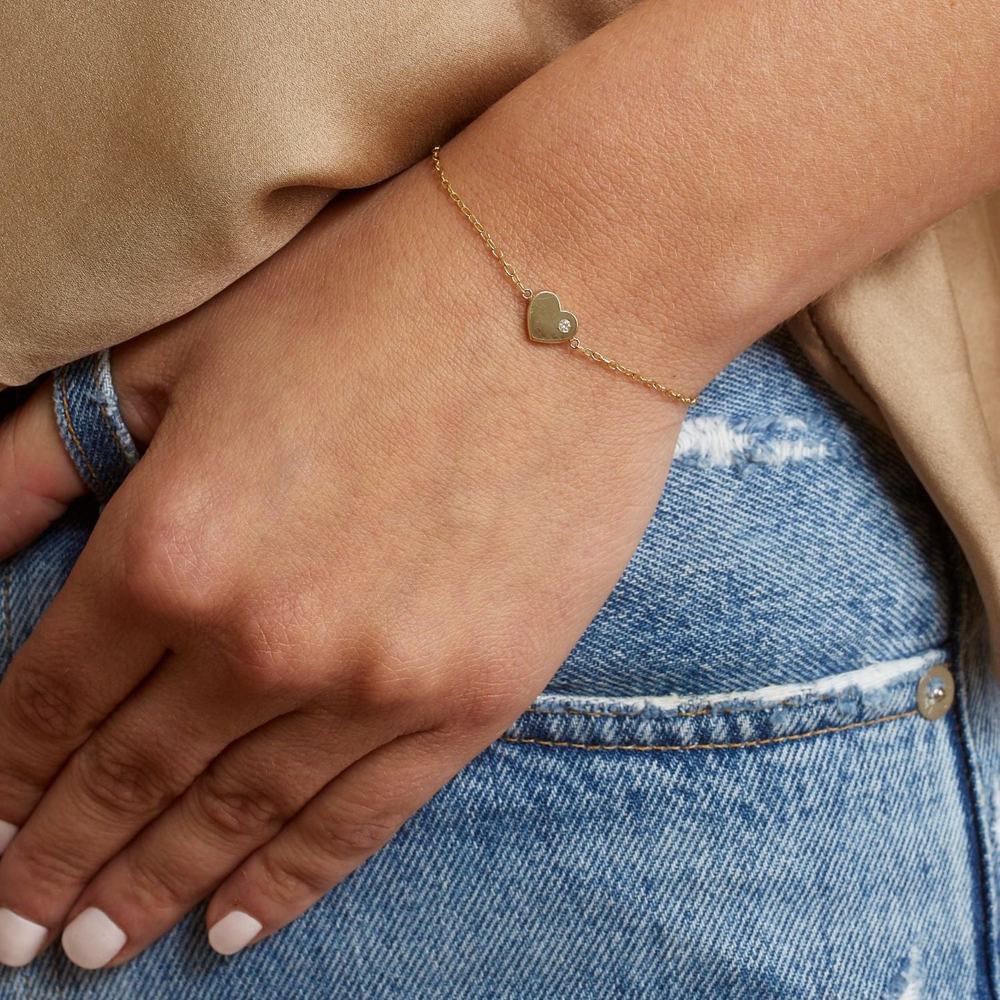 Birthstone Heart Bracelet - Lotus Diamond