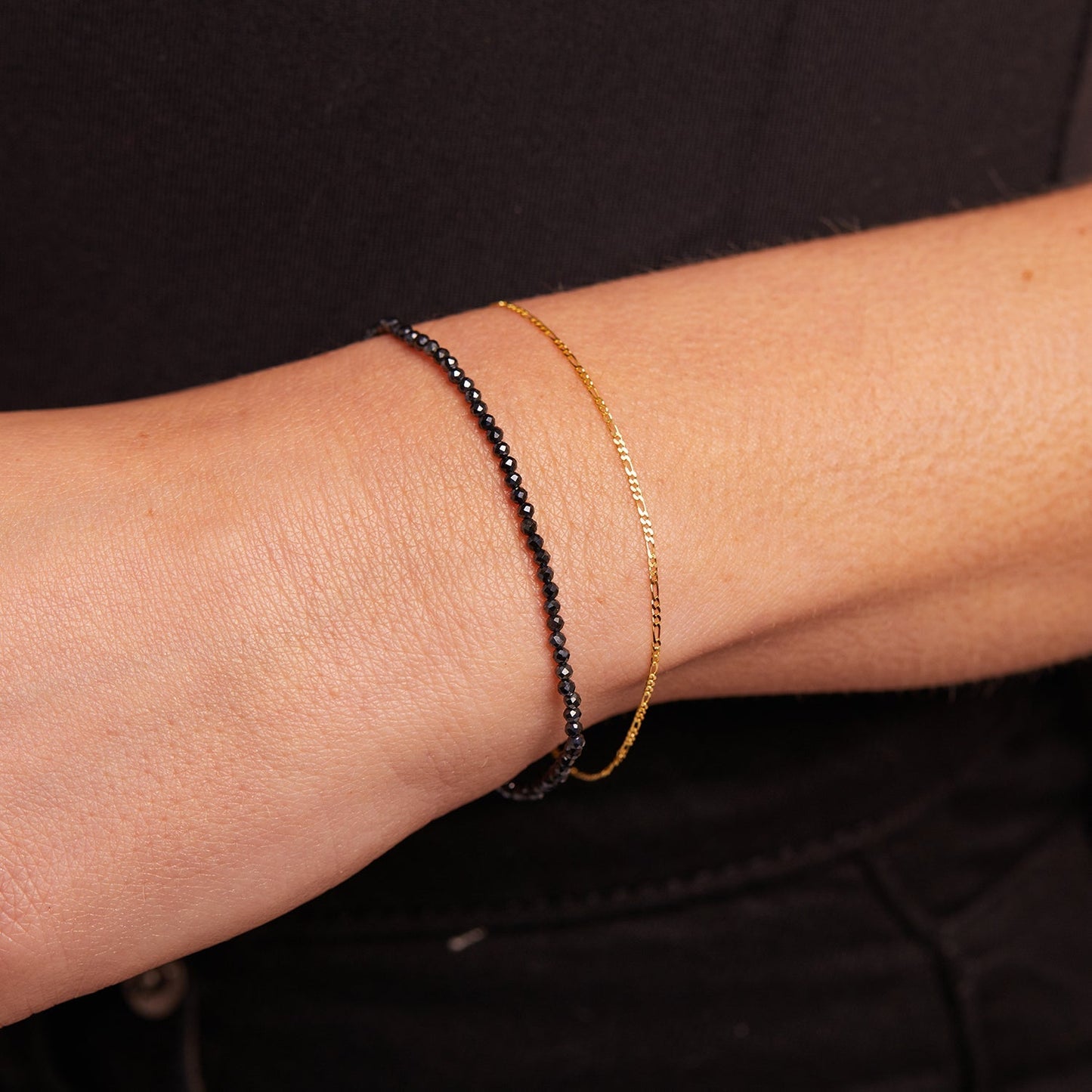 Black Onyx Beaded Bracelet - Lotus Diamond