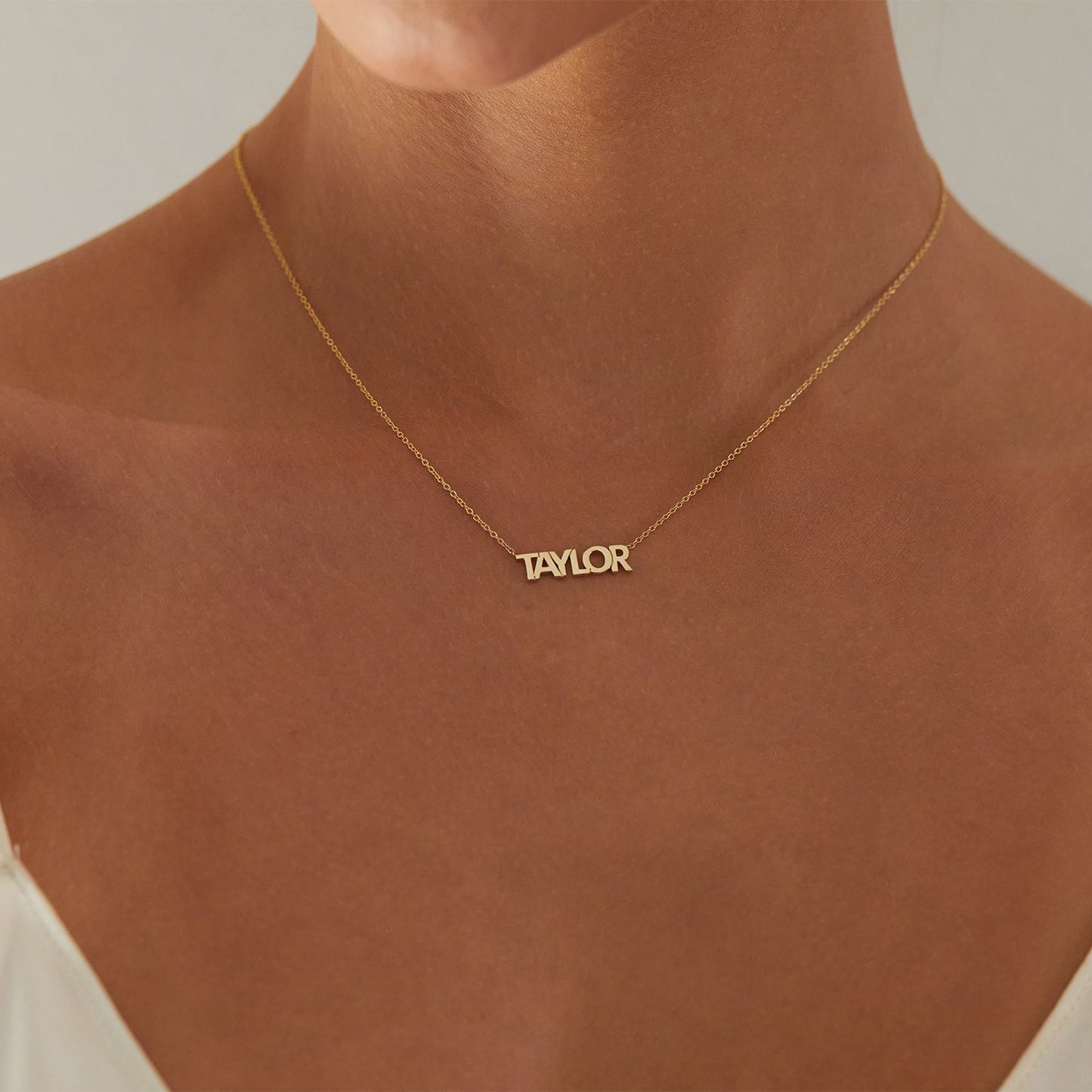 Block Letter Name Necklace - Lotus Diamond