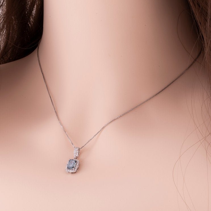 Blue Baguette Lab - grown Diamond Pendant - Lotus Diamond