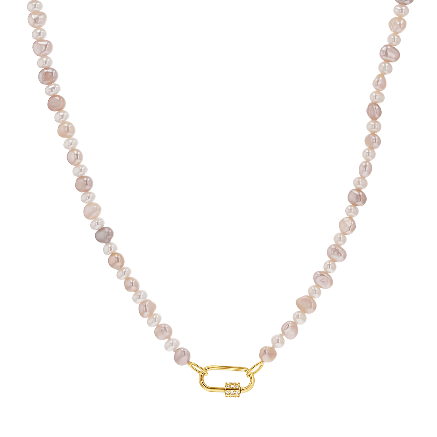 Blush and White Pearl Connector Necklace - Lotus Diamond