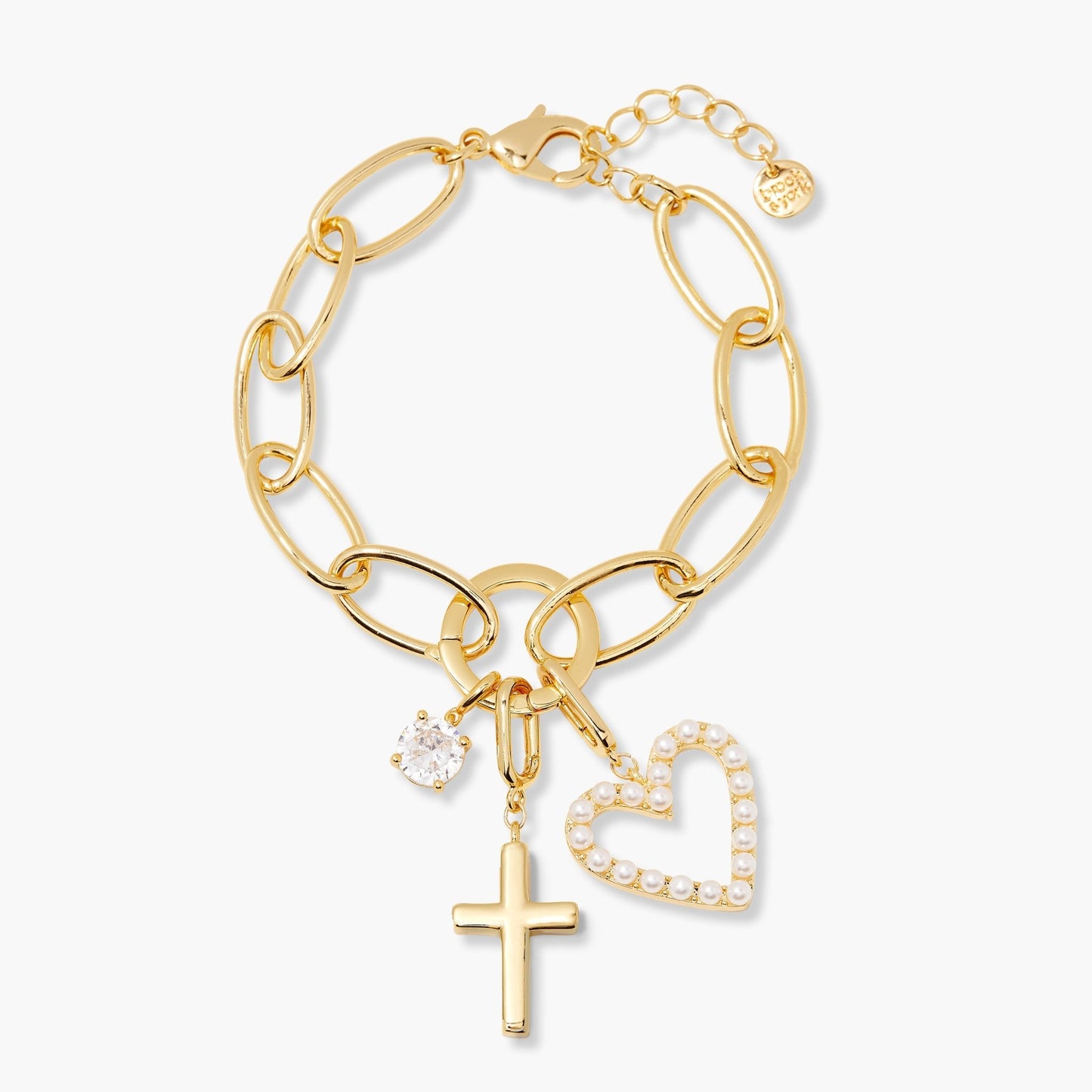 Cami Birthstone Cross Charm Bracelet - Lotus Diamond