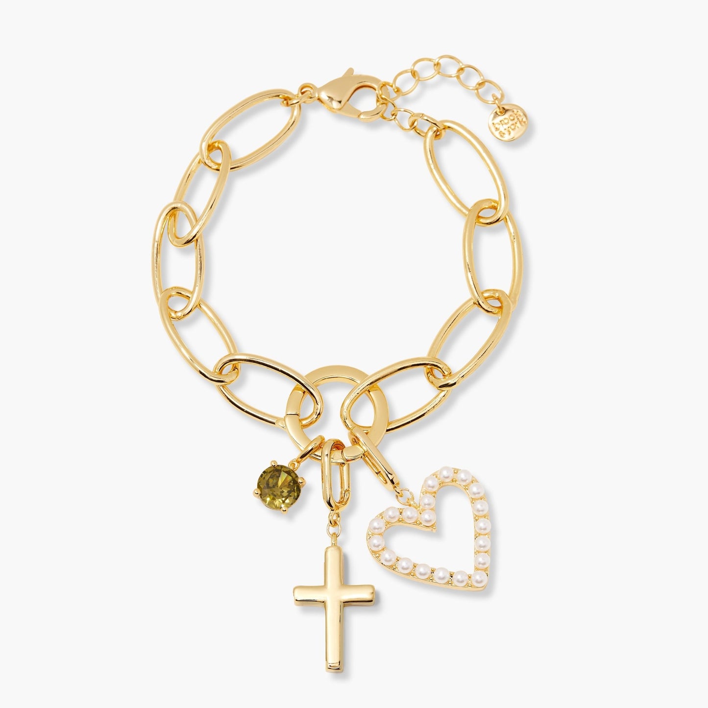 Cami Birthstone Cross Charm Bracelet - Lotus Diamond