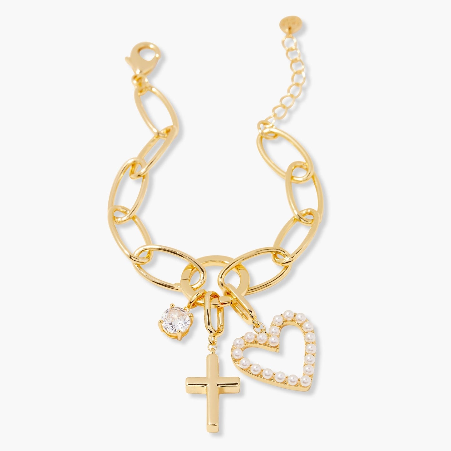 Cami Birthstone Cross Charm Bracelet - Lotus Diamond