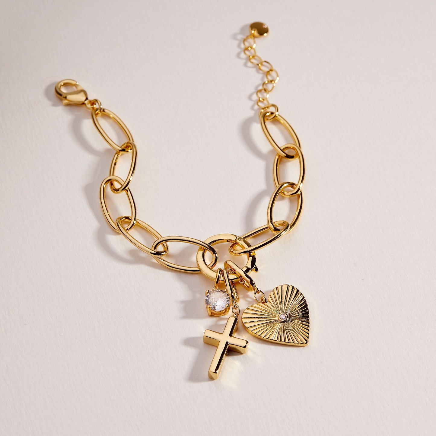 Cami Birthstone Cross Charm Bracelet - Lotus Diamond