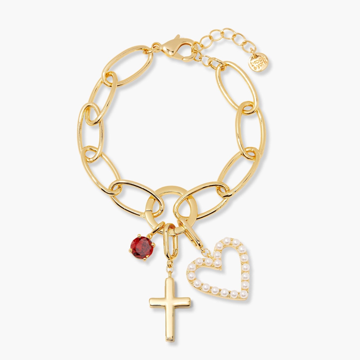 Cami Birthstone Cross Charm Bracelet - Lotus Diamond