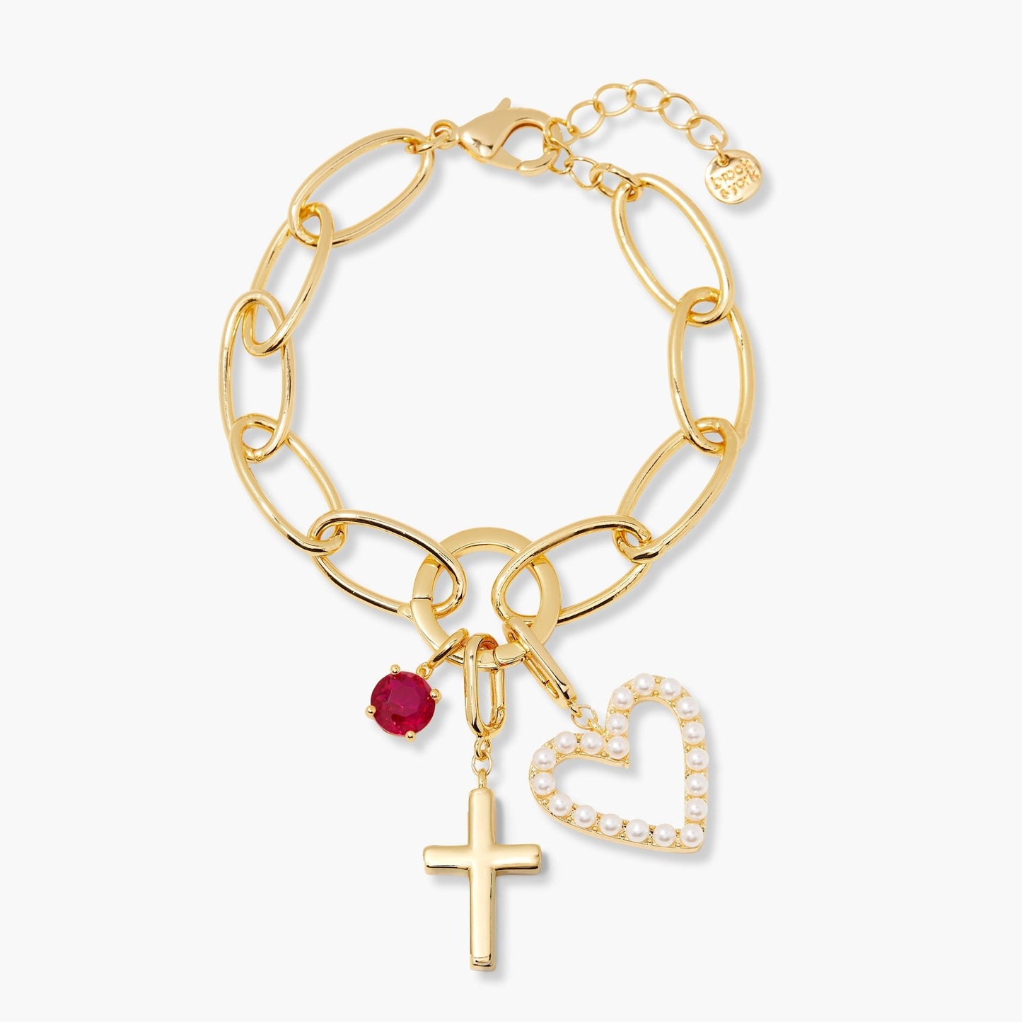 Cami Birthstone Cross Charm Bracelet - Lotus Diamond