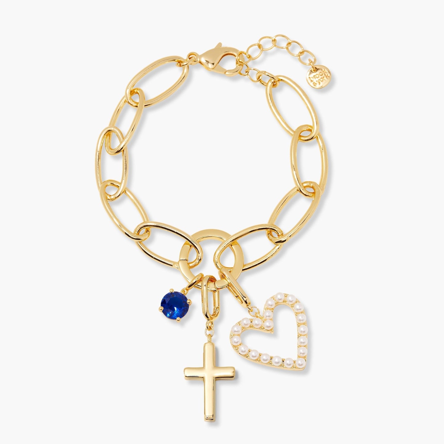 Cami Birthstone Cross Charm Bracelet - Lotus Diamond