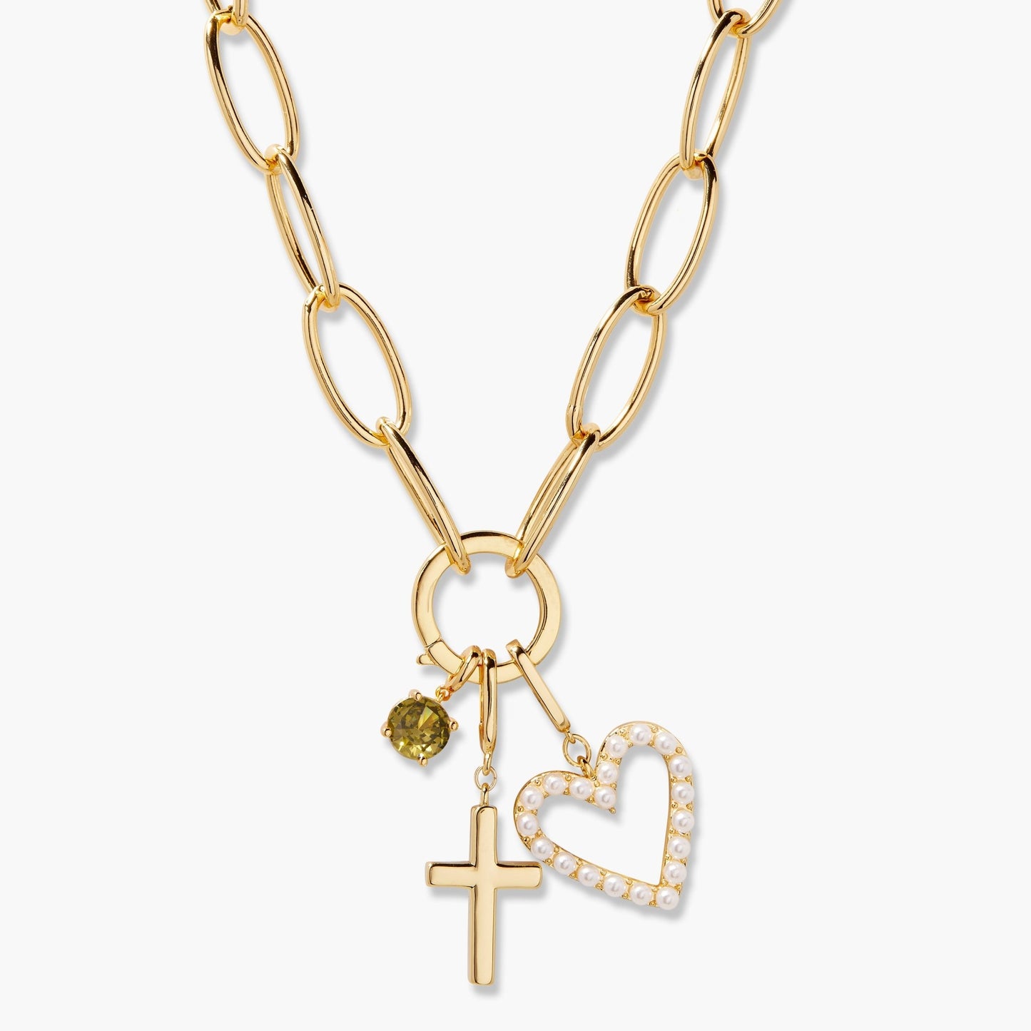 Cami Birthstone Cross Charm Necklace - Lotus Diamond
