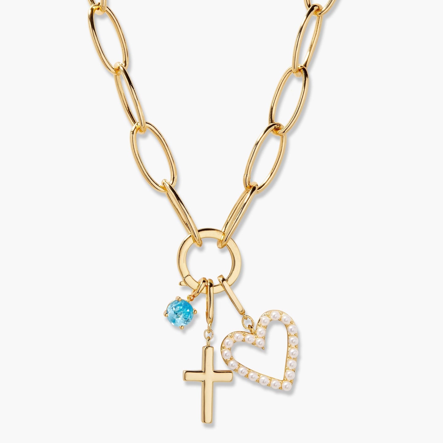 Cami Birthstone Cross Charm Necklace - Lotus Diamond