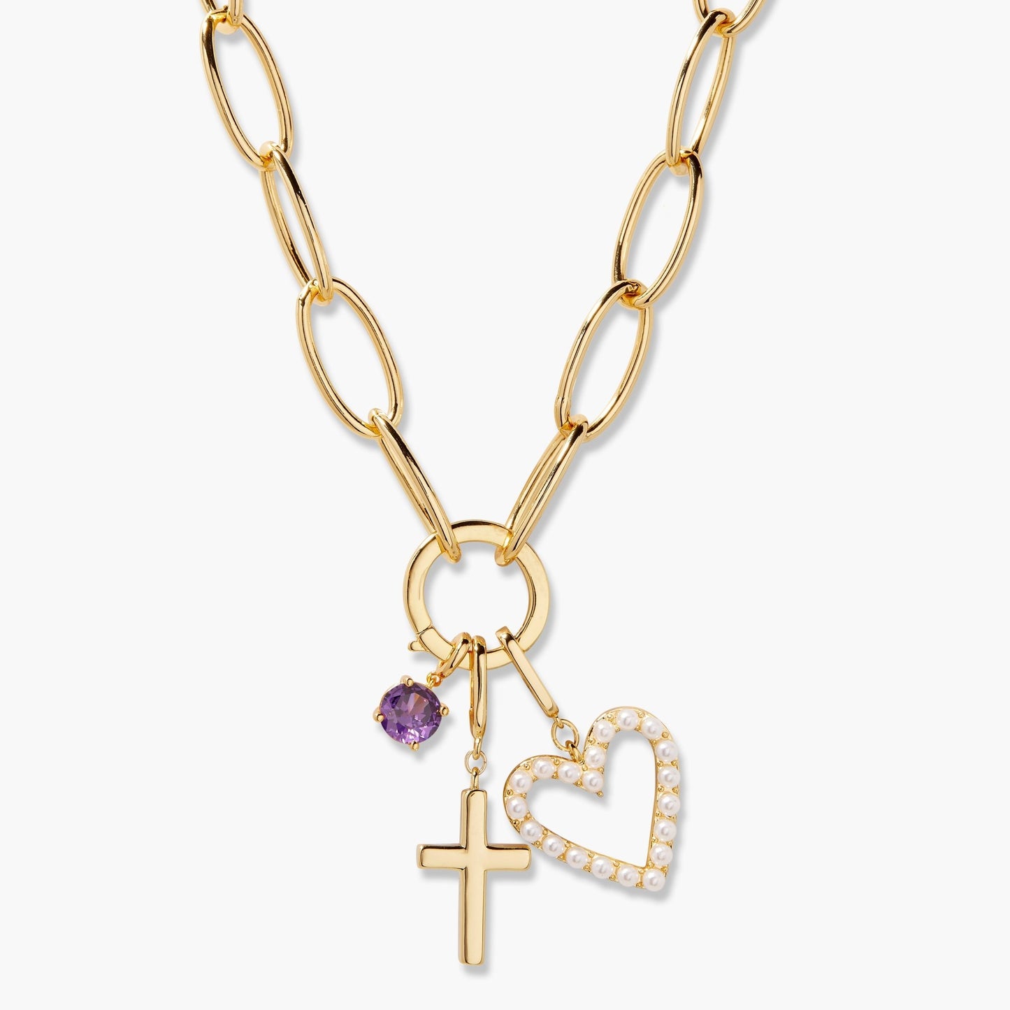 Cami Birthstone Cross Charm Necklace - Lotus Diamond
