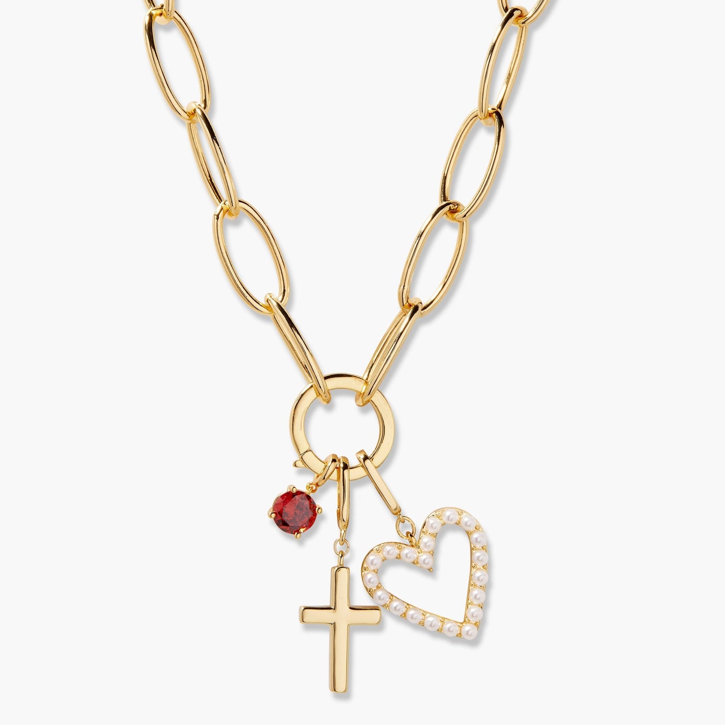 Cami Birthstone Cross Charm Necklace - Lotus Diamond