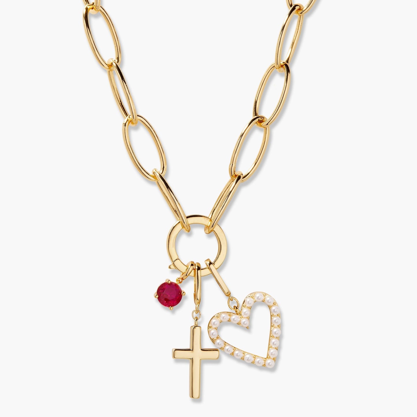 Cami Birthstone Cross Charm Necklace - Lotus Diamond