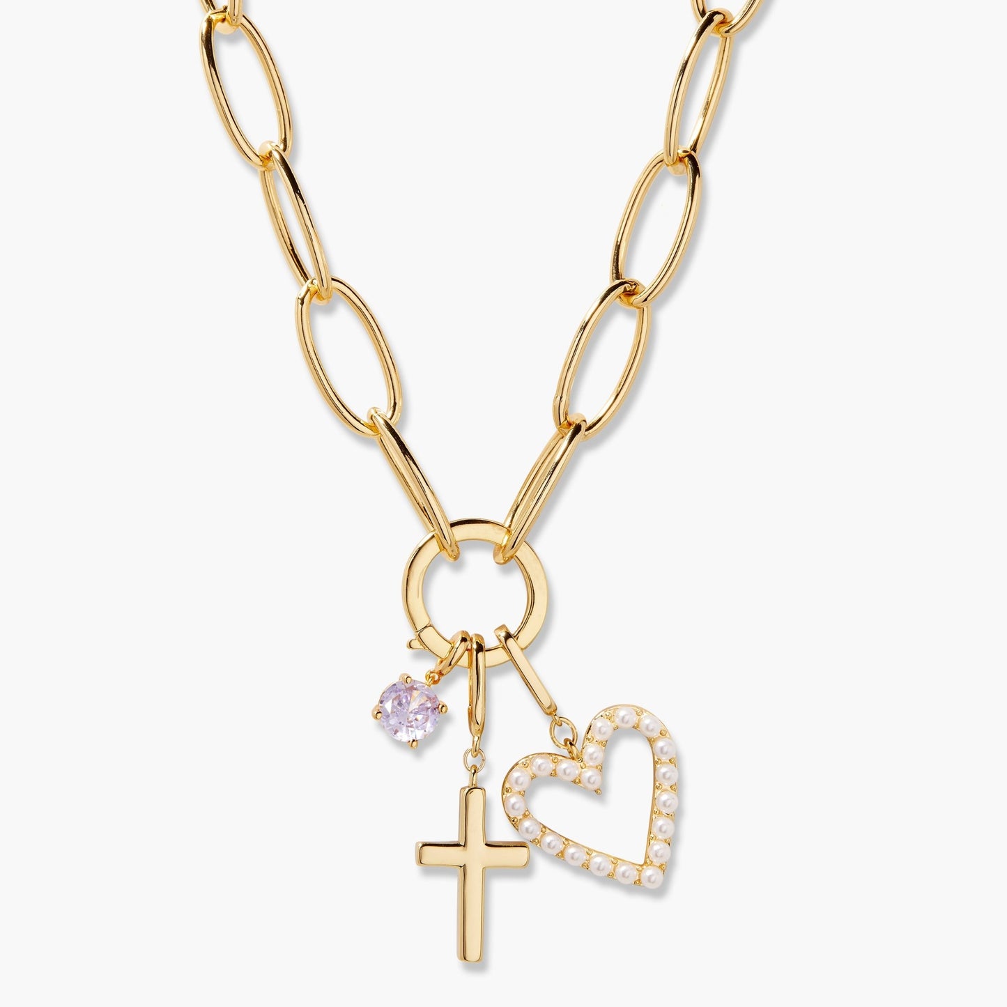 Cami Birthstone Cross Charm Necklace - Lotus Diamond