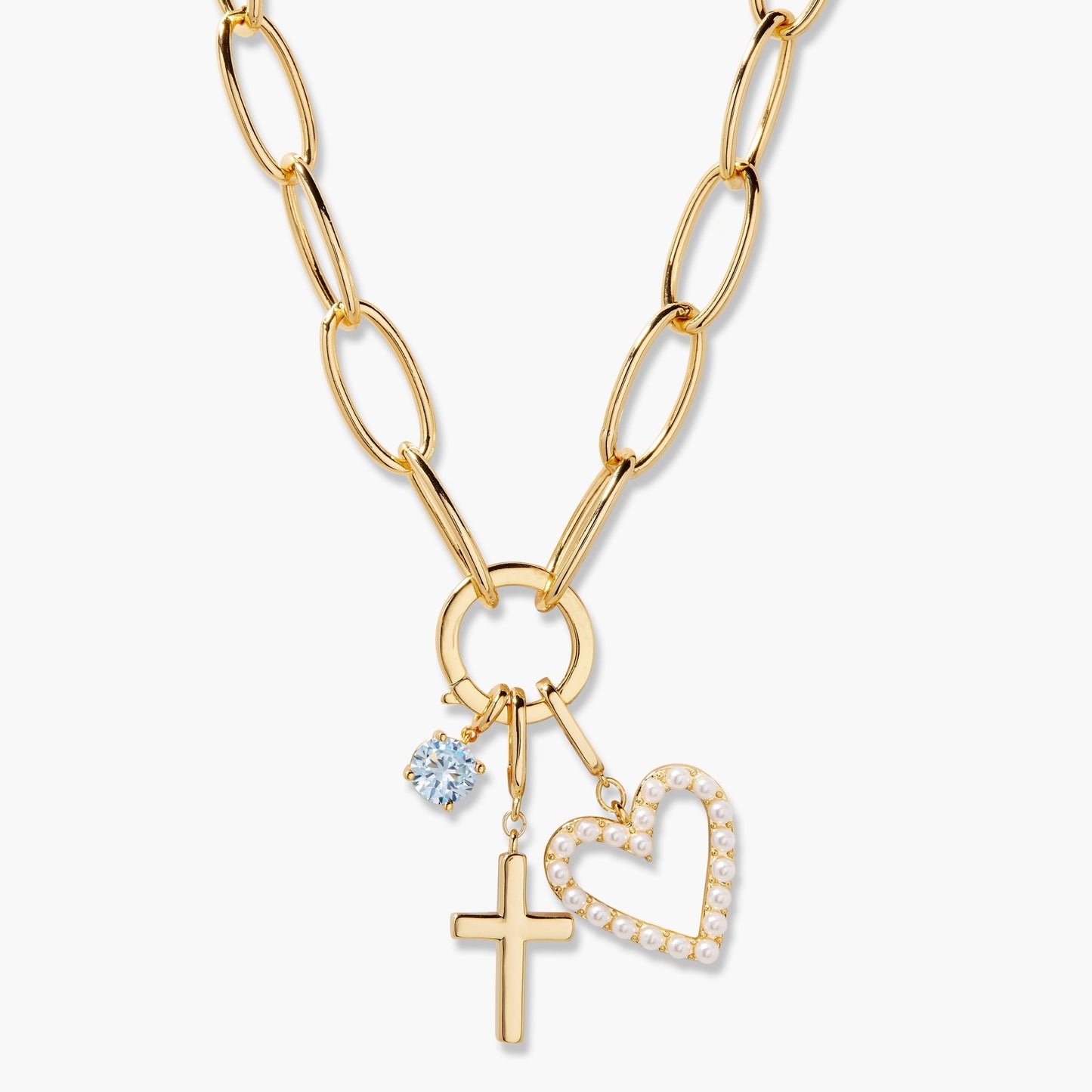 Cami Birthstone Cross Charm Necklace - Lotus Diamond