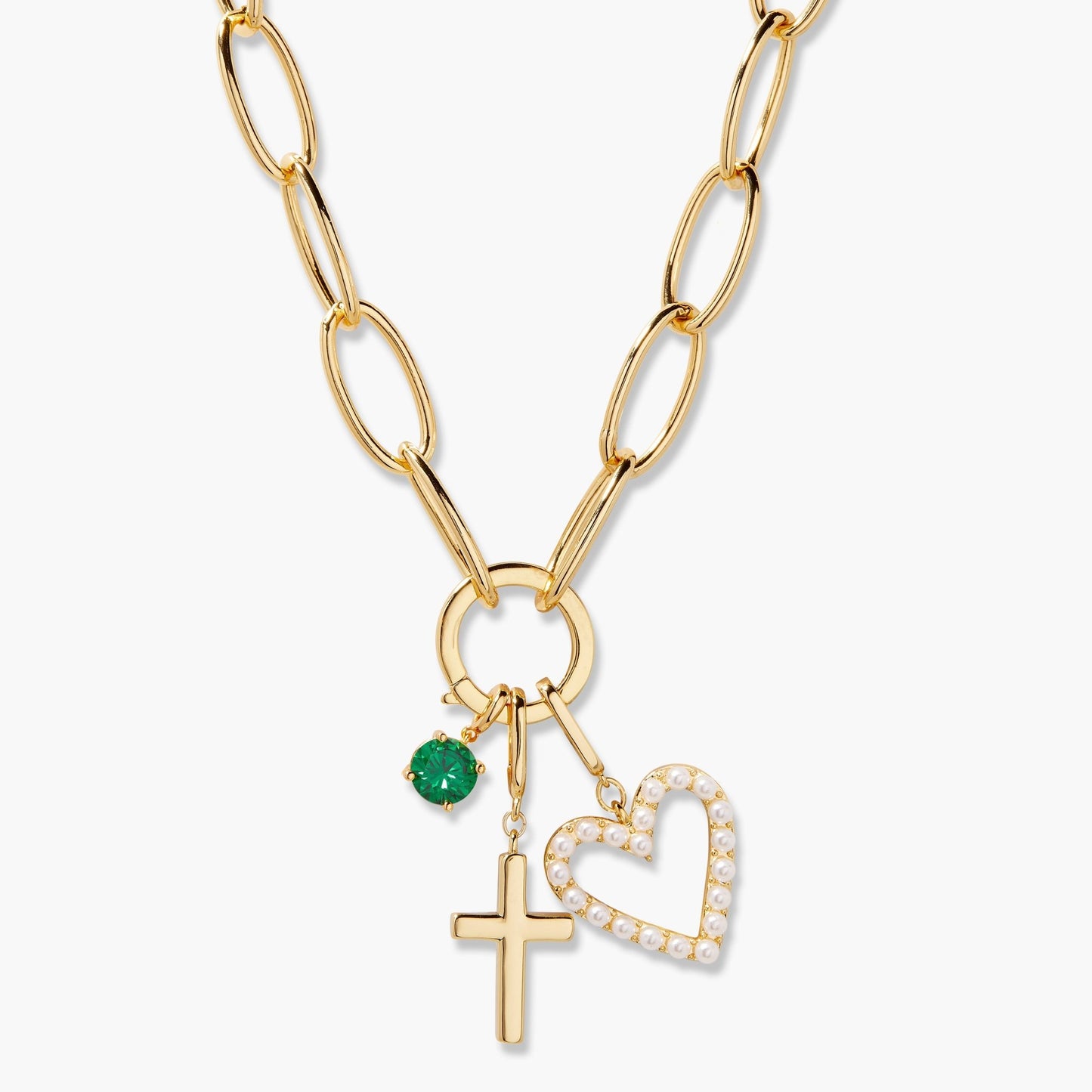 Cami Birthstone Cross Charm Necklace - Lotus Diamond