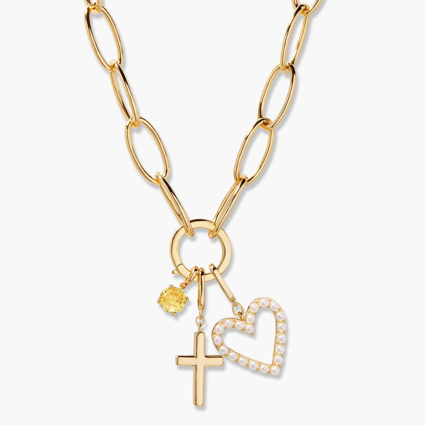 Cami Birthstone Cross Charm Necklace - Lotus Diamond
