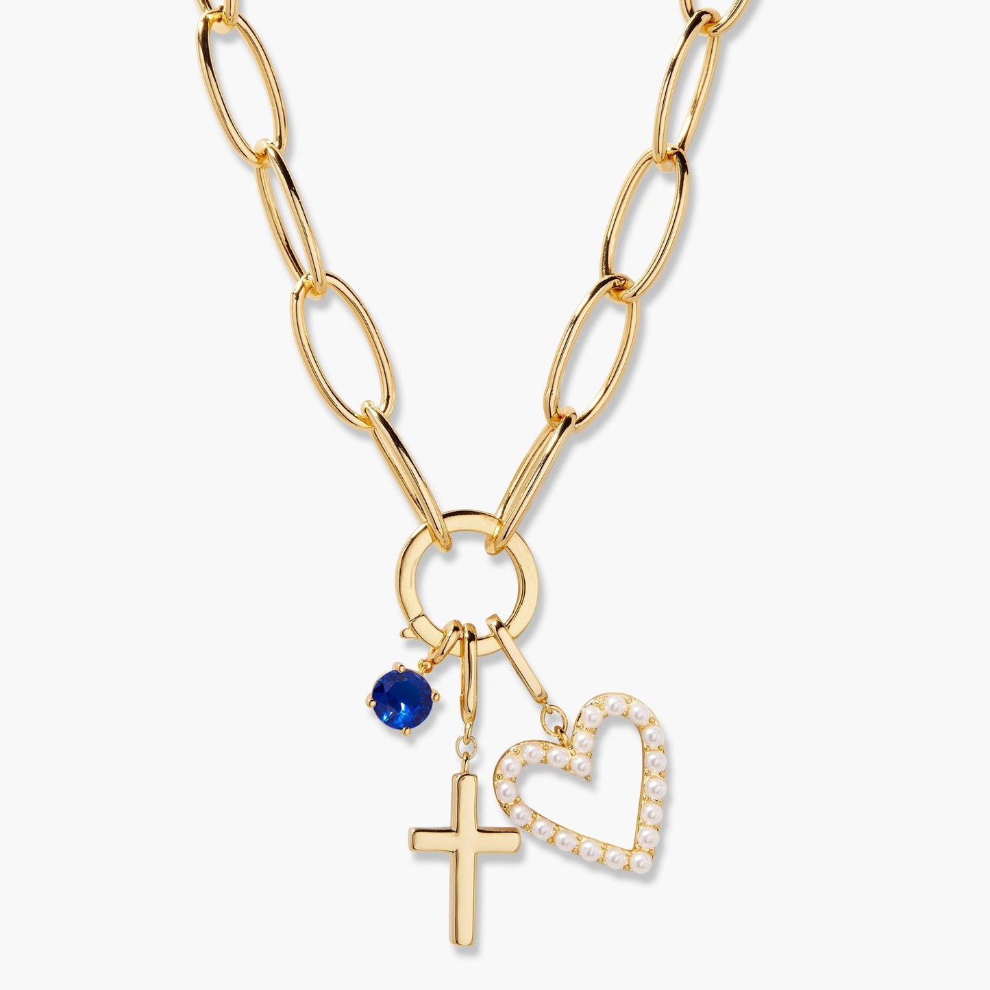 Cami Birthstone Cross Charm Necklace - Lotus Diamond