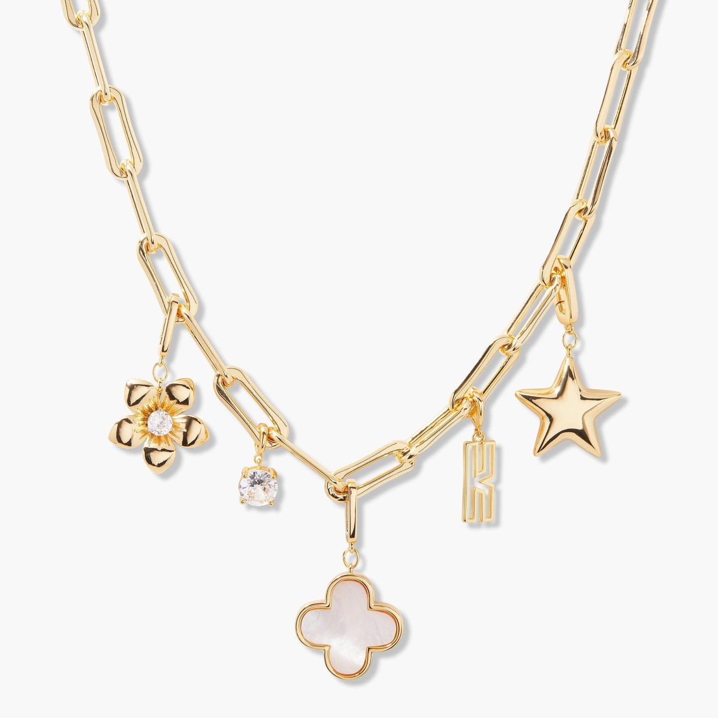 Cami Birthstone Initial Charm Necklace - Lotus Diamond