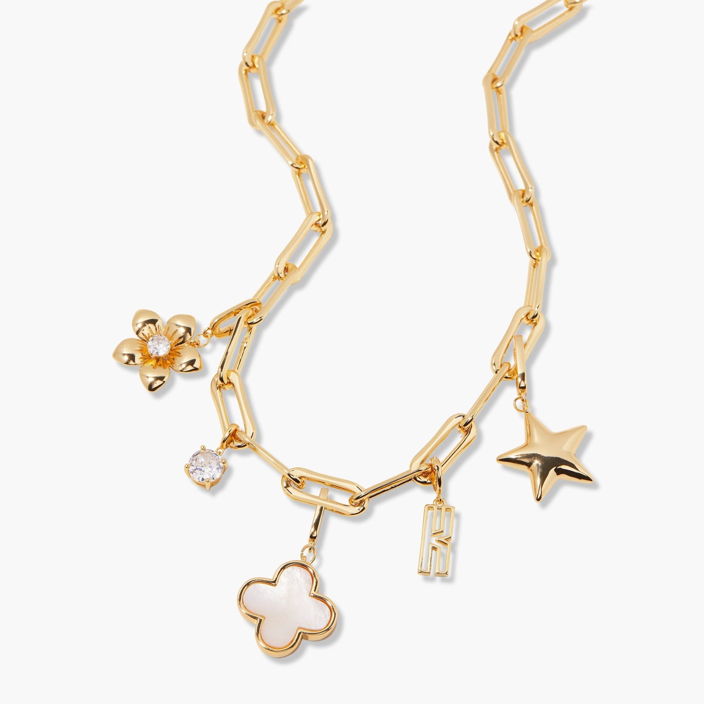Cami Birthstone Initial Charm Necklace - Lotus Diamond