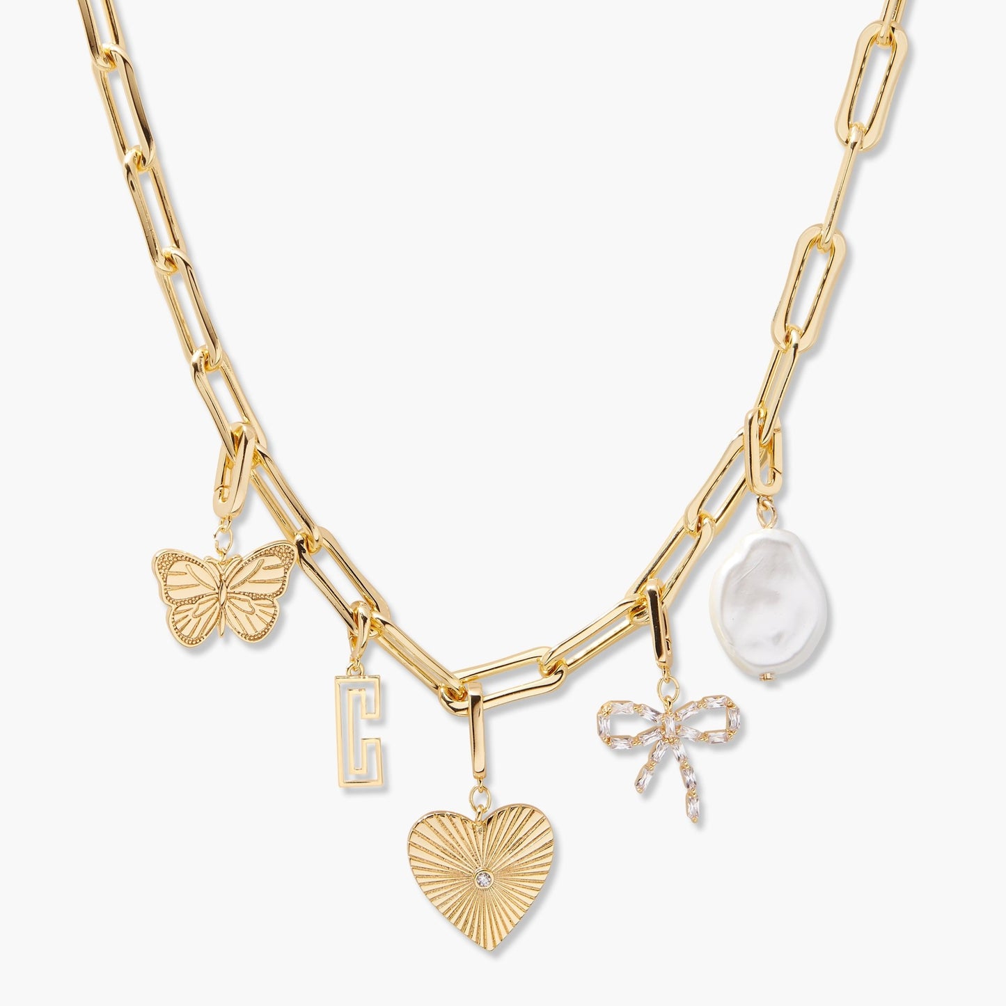 Cami Initial Charm Necklace - Lotus Diamond