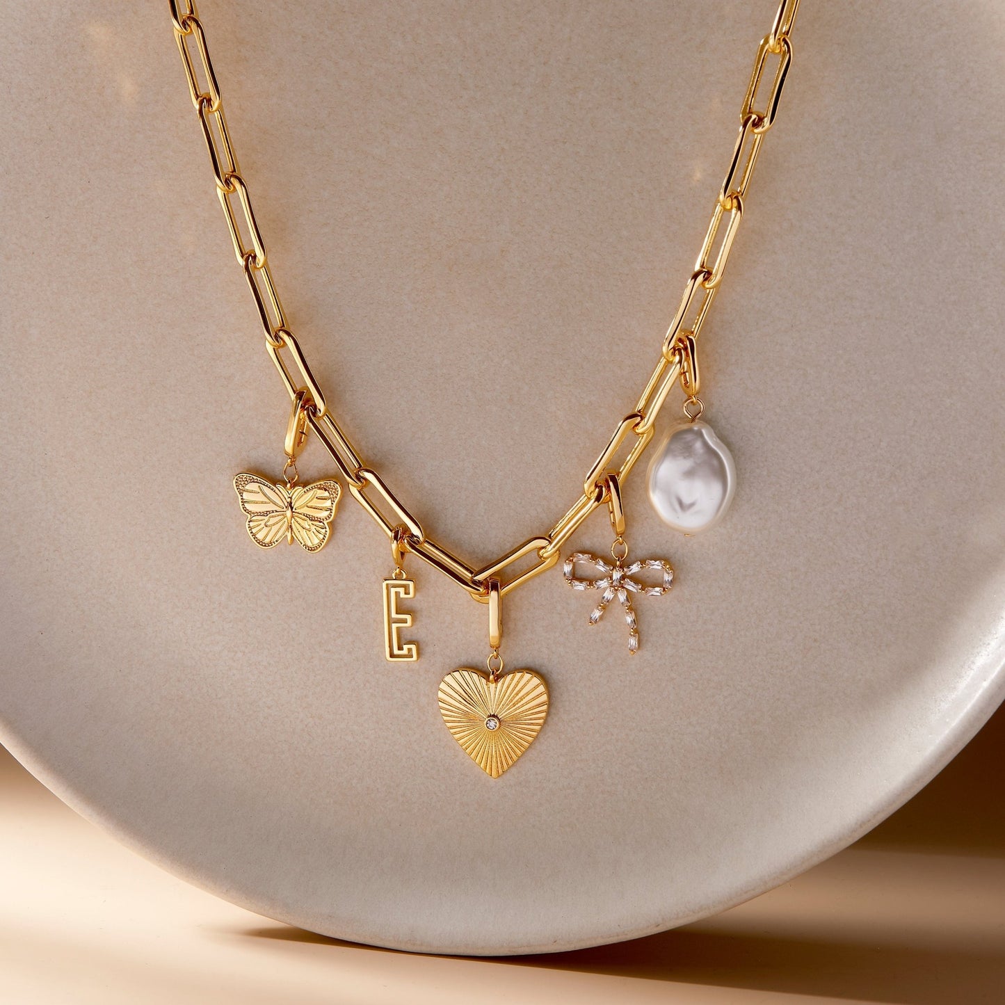 Cami Initial Charm Necklace - Lotus Diamond