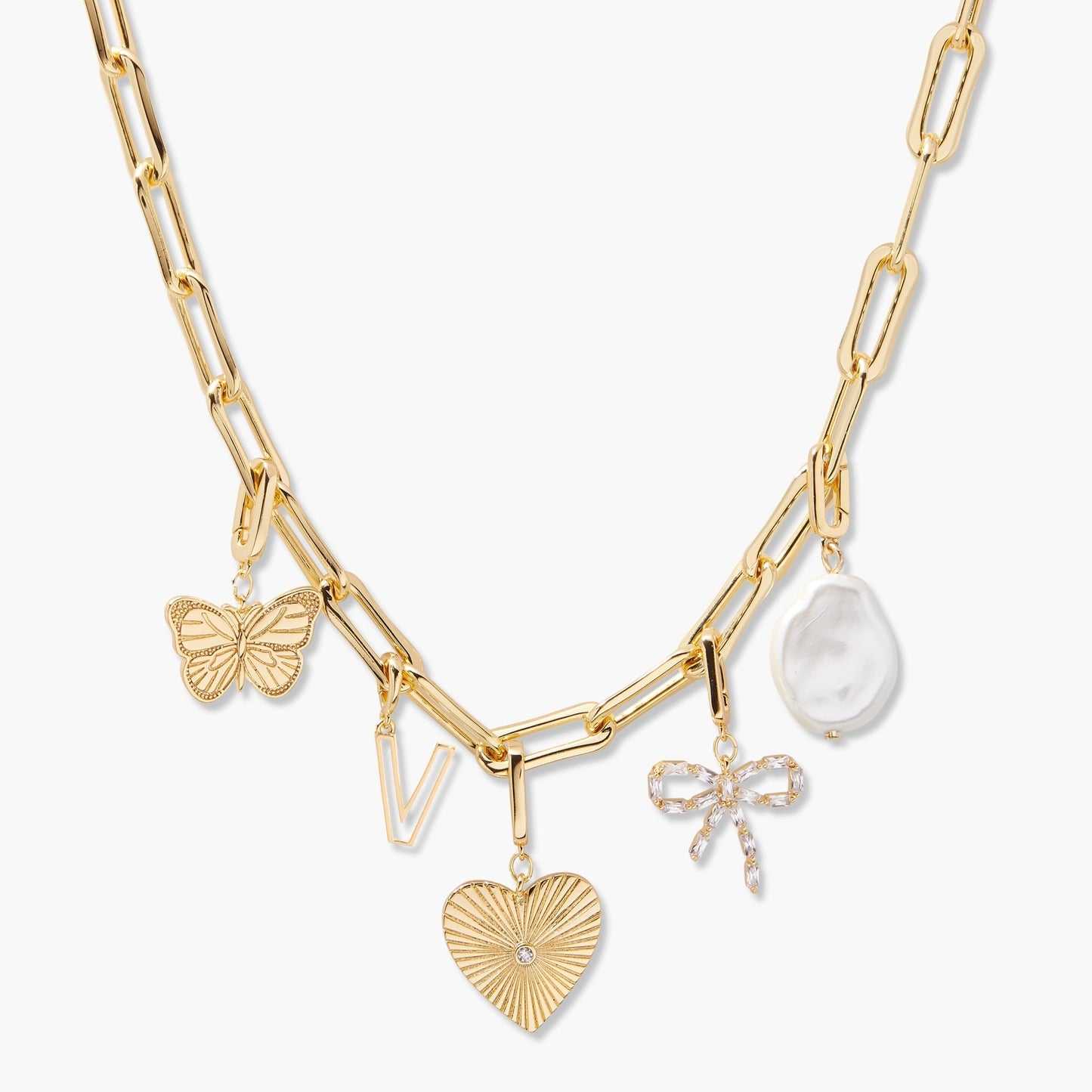 Cami Initial Charm Necklace - Lotus Diamond