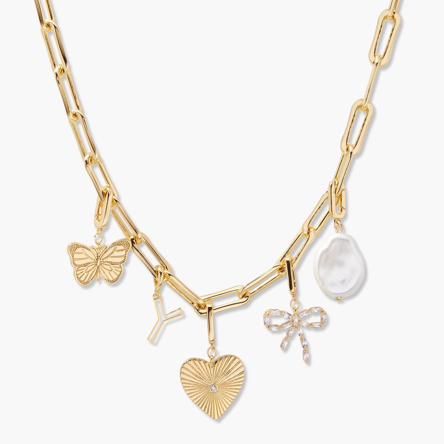 Cami Initial Charm Necklace - Lotus Diamond