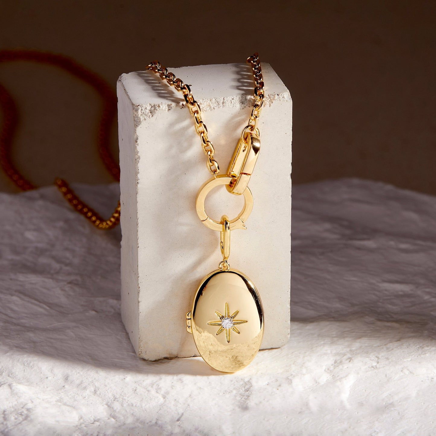 Cami Starburst Locket Necklace - Lotus Diamond