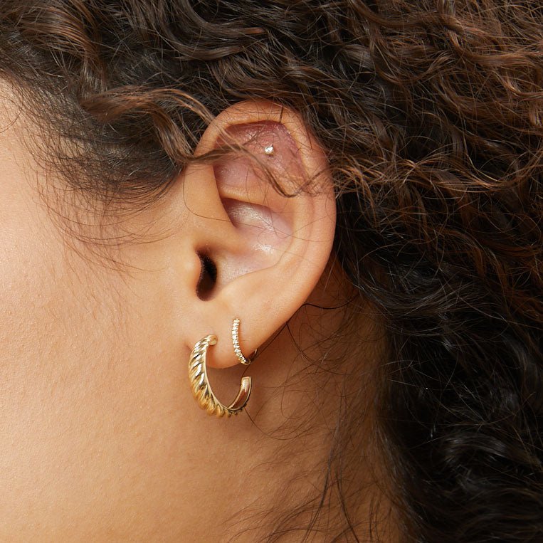 Celine Croissant Hoop Earrings - Lotus Diamond