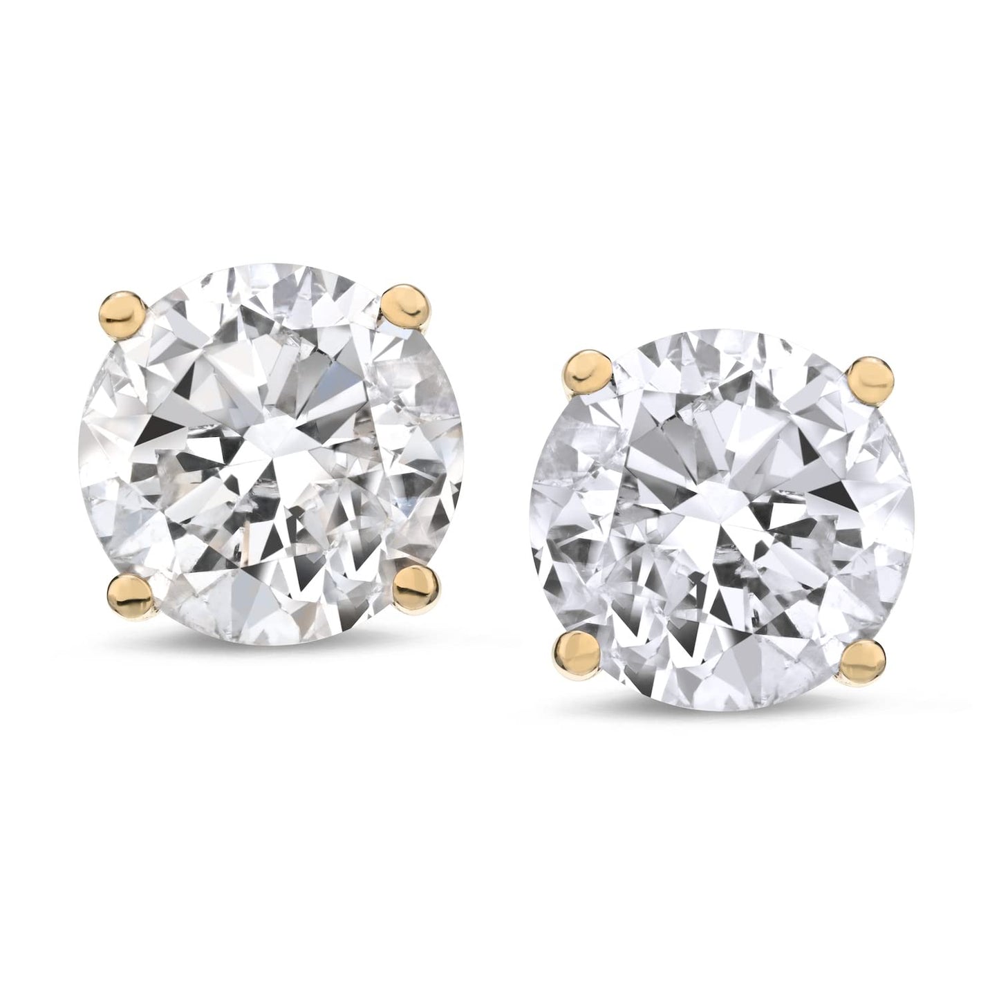CERTIFIED 1 to 6 Carat LAB GROWN Solitaire Diamond Stud Earrings Round Cut 4 Prong Screw Back (D - F - G Color, VS1 - VS2 Eye Clean Clarity) - Lotus Diamond