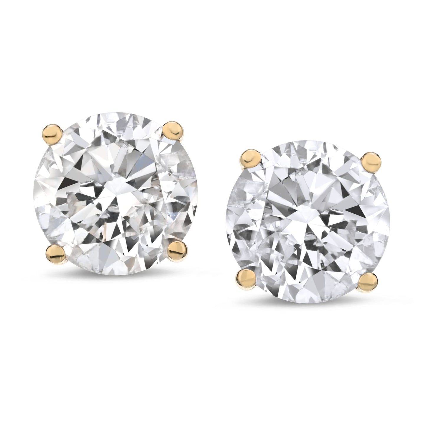 CERTIFIED 1 to 6 Carat LAB GROWN Solitaire Diamond Stud Earrings Round Cut 4 Prong Screw Back (D - F - G Color, VS1 - VS2 Eye Clean Clarity) - Lotus Diamond