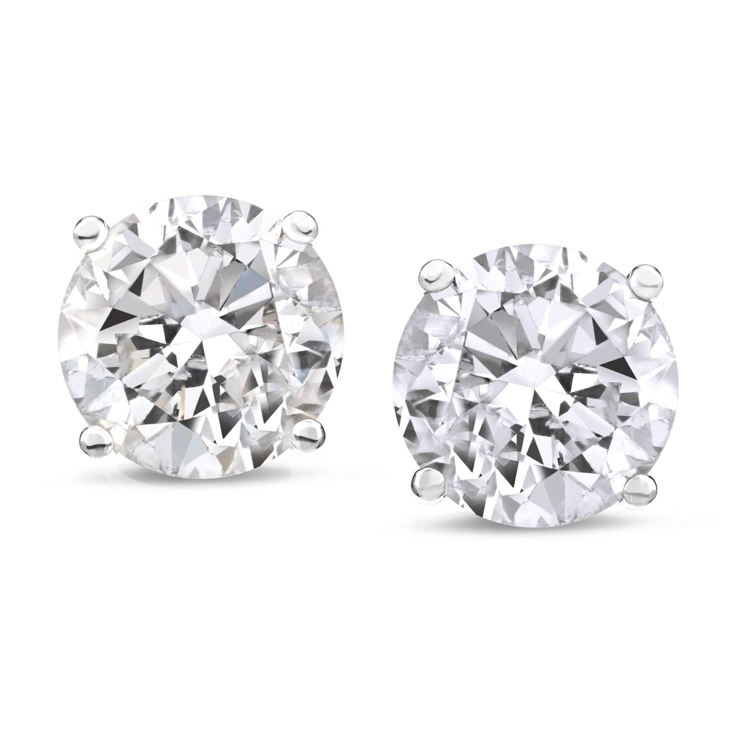 CERTIFIED 1 to 6 Carat LAB GROWN Solitaire Diamond Stud Earrings Round Cut 4 Prong Screw Back (D-F-G Color, VS1-VS2 Eye Clean Clarity) - Lotus Diamond