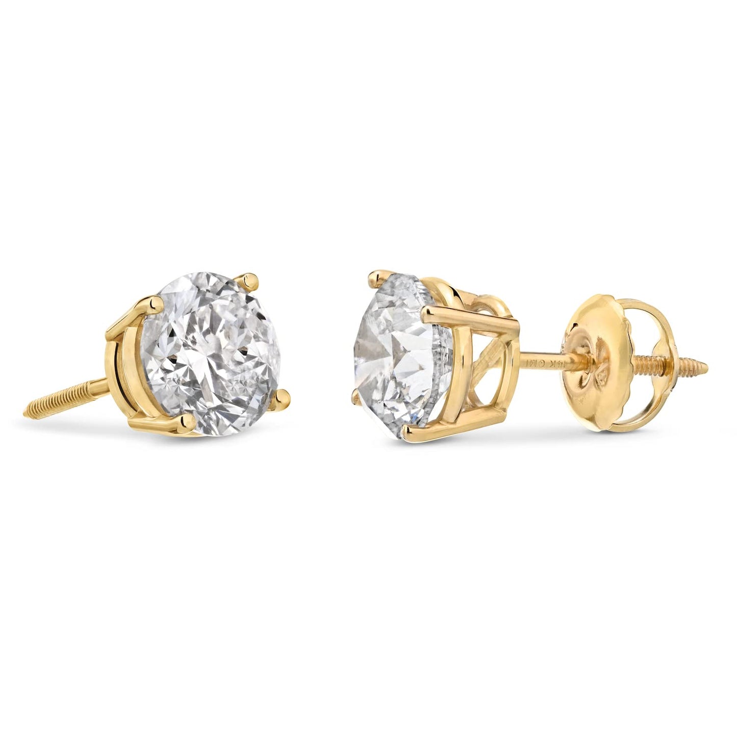 CERTIFIED 1 to 6 Carat LAB GROWN Solitaire Diamond Stud Earrings Round Cut 4 Prong Screw Back (D - F - G Color, VS1 - VS2 Eye Clean Clarity) - Lotus Diamond