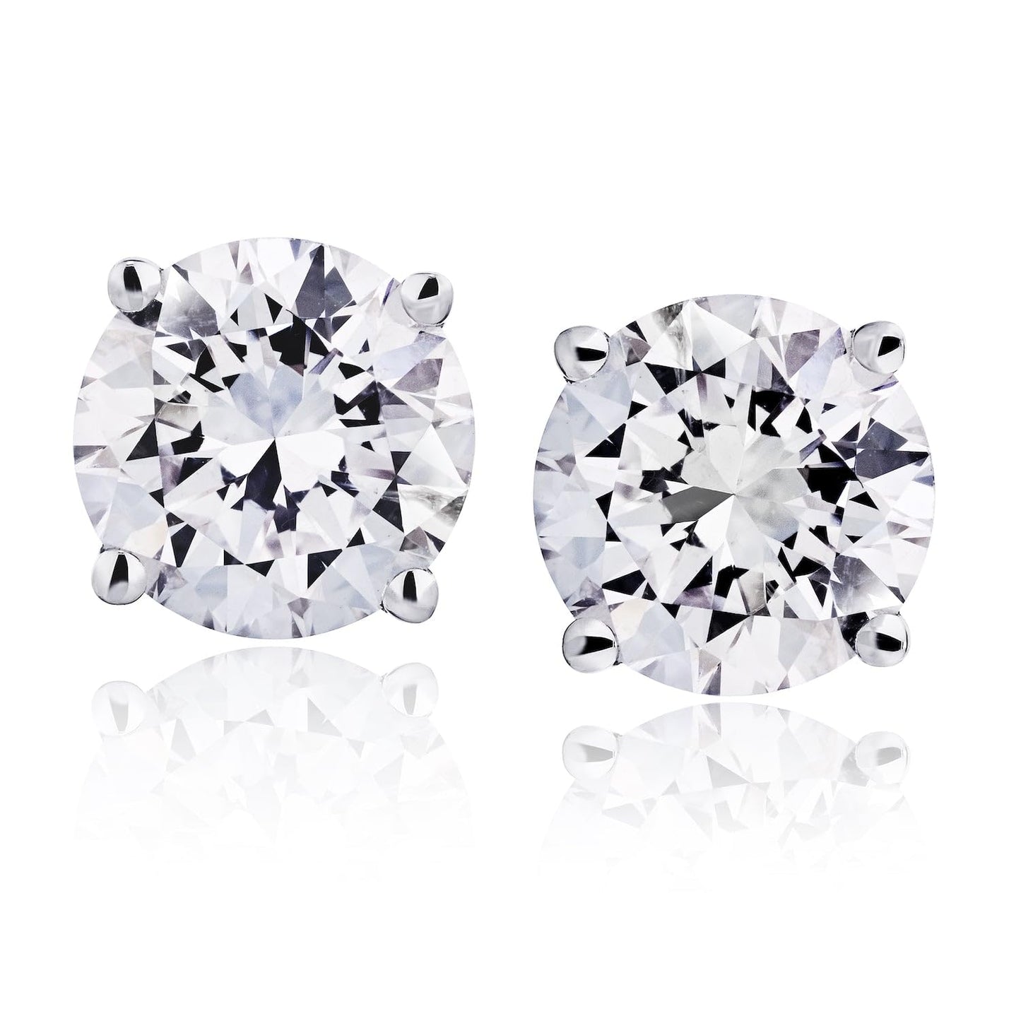 CERTIFIED 1 to 6 Carat LAB GROWN Solitaire Diamond Stud Earrings Round Cut 4 Prong Screw Back (D-F-G Color, VS1-VS2 Eye Clean Clarity) - Lotus Diamond