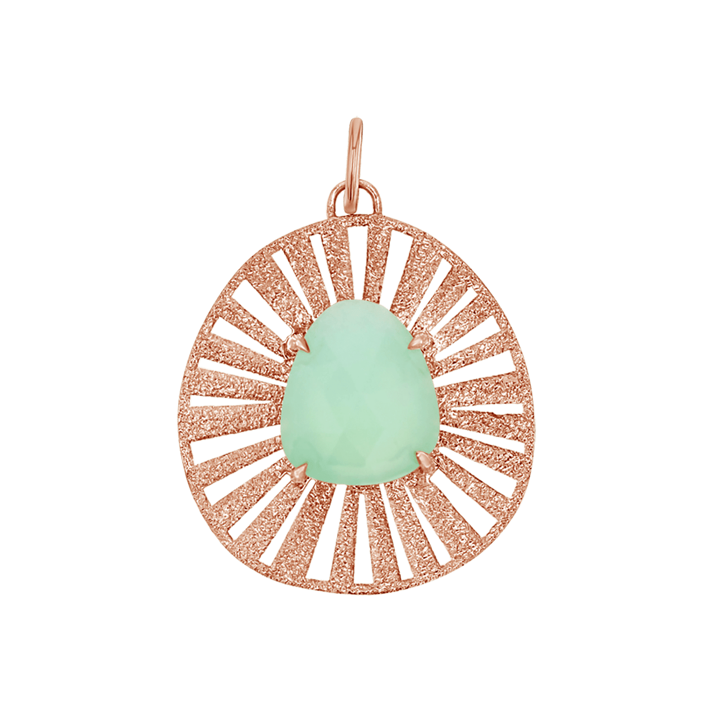 Chrysoprase Medallion Charm - Lotus Diamond