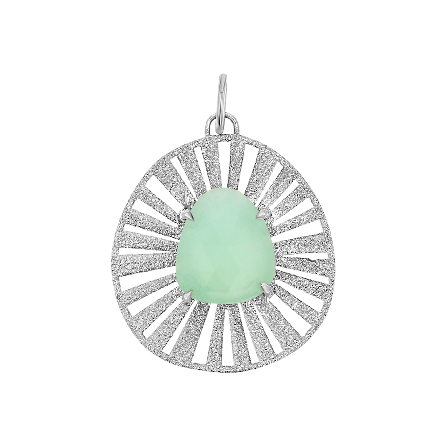 Chrysoprase Medallion Charm - Lotus Diamond