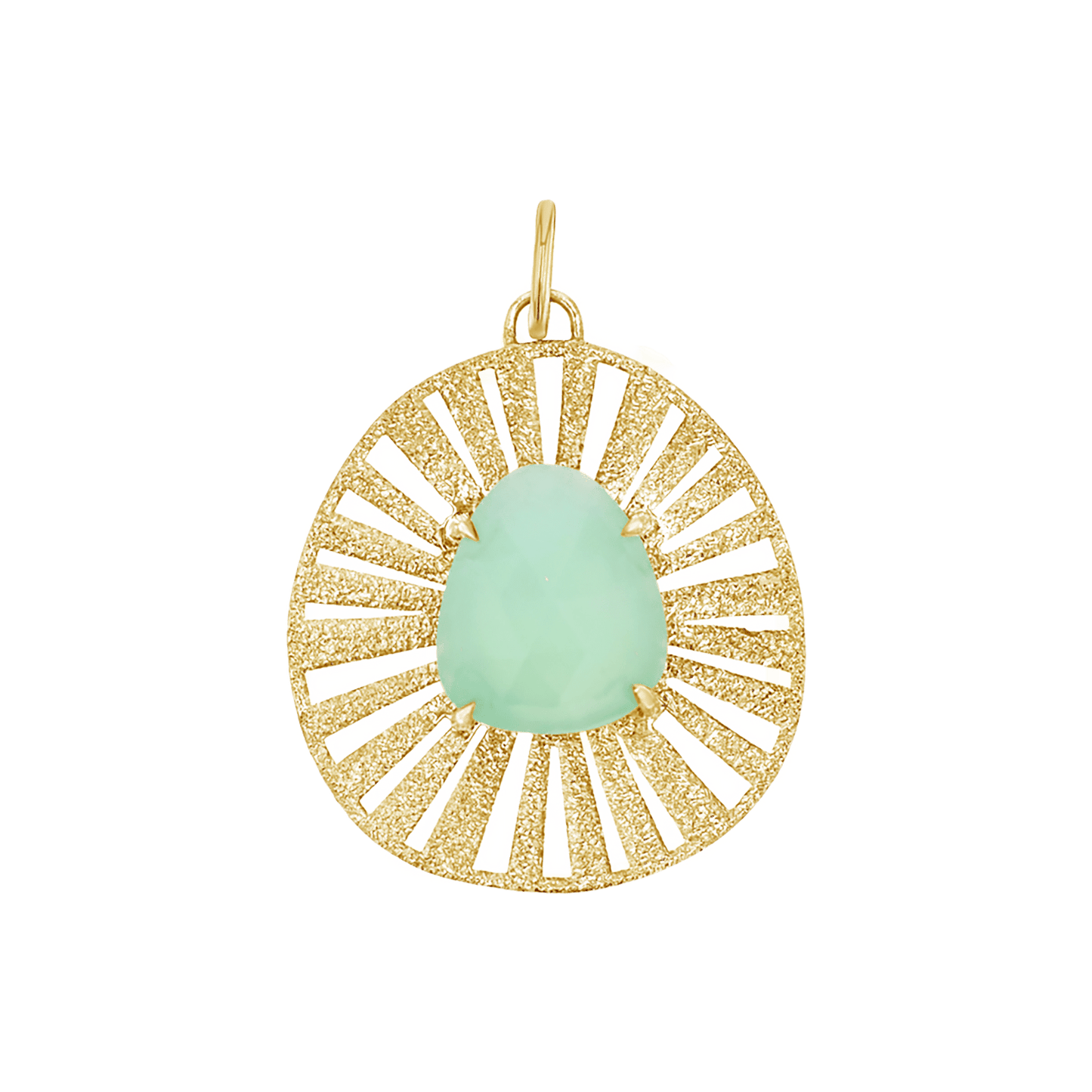 Chrysoprase Medallion Charm - Lotus Diamond