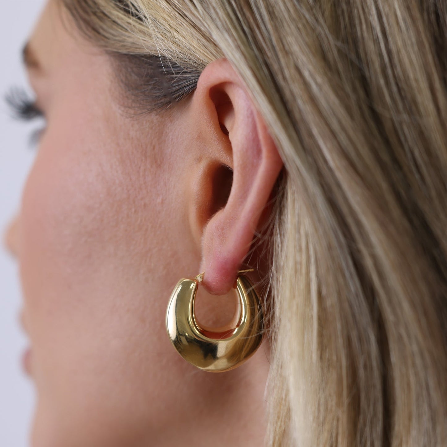 Chunky Deco Hoop Earrings - Lotus Diamond