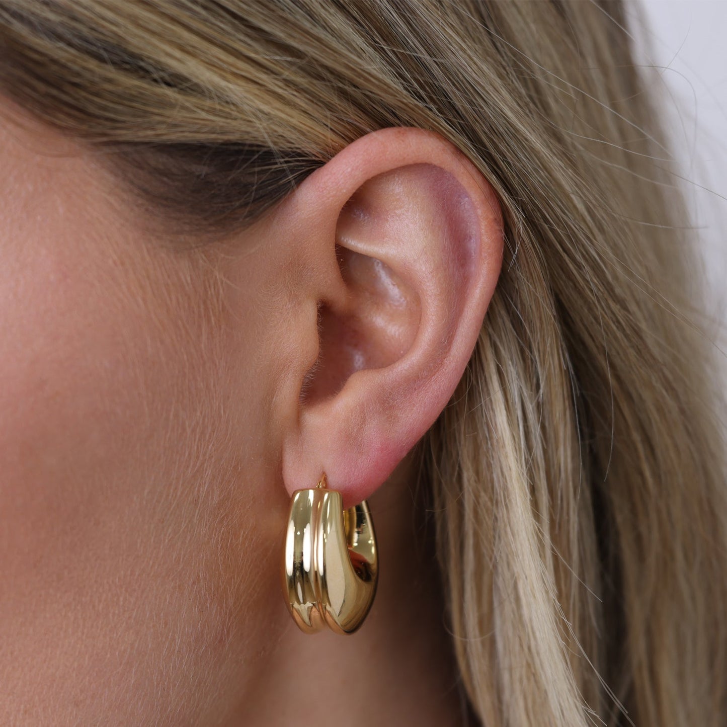 Chunky Deco Hoop Earrings - Lotus Diamond