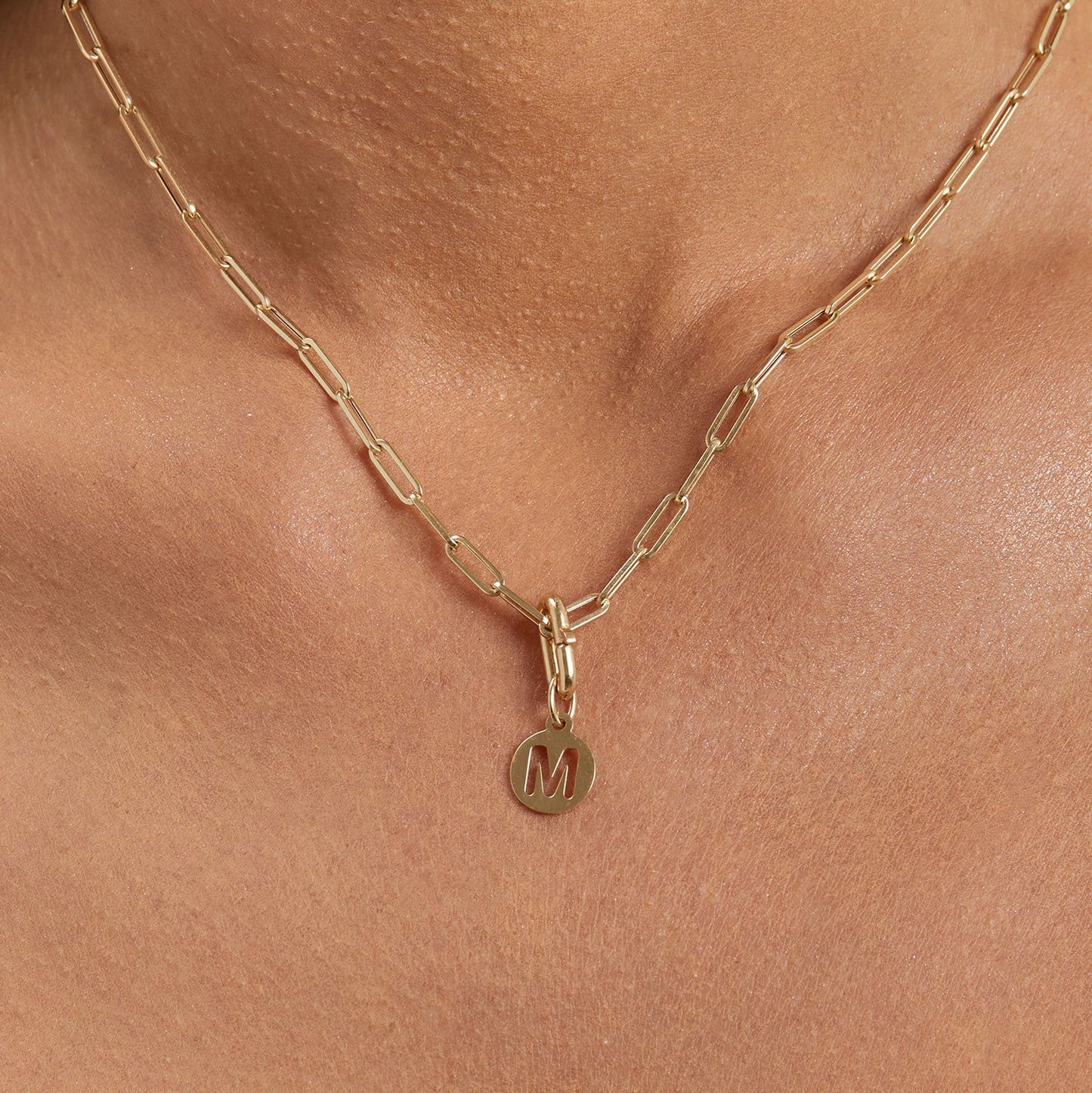 Chunky Paper Clip Charm Connector - Lotus Diamond