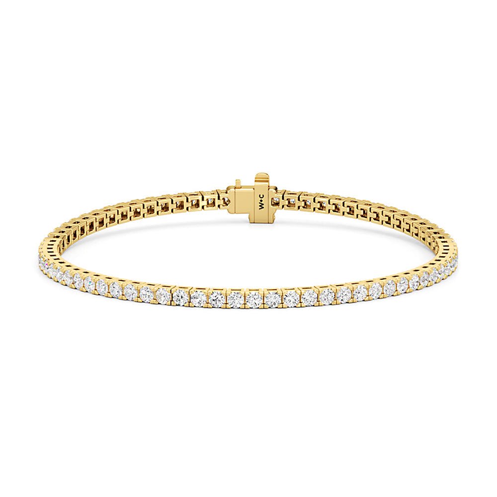 Classic 4 - Prong Round Lab Diamond Square Basket Tennis Bracelet - Lotus Diamond