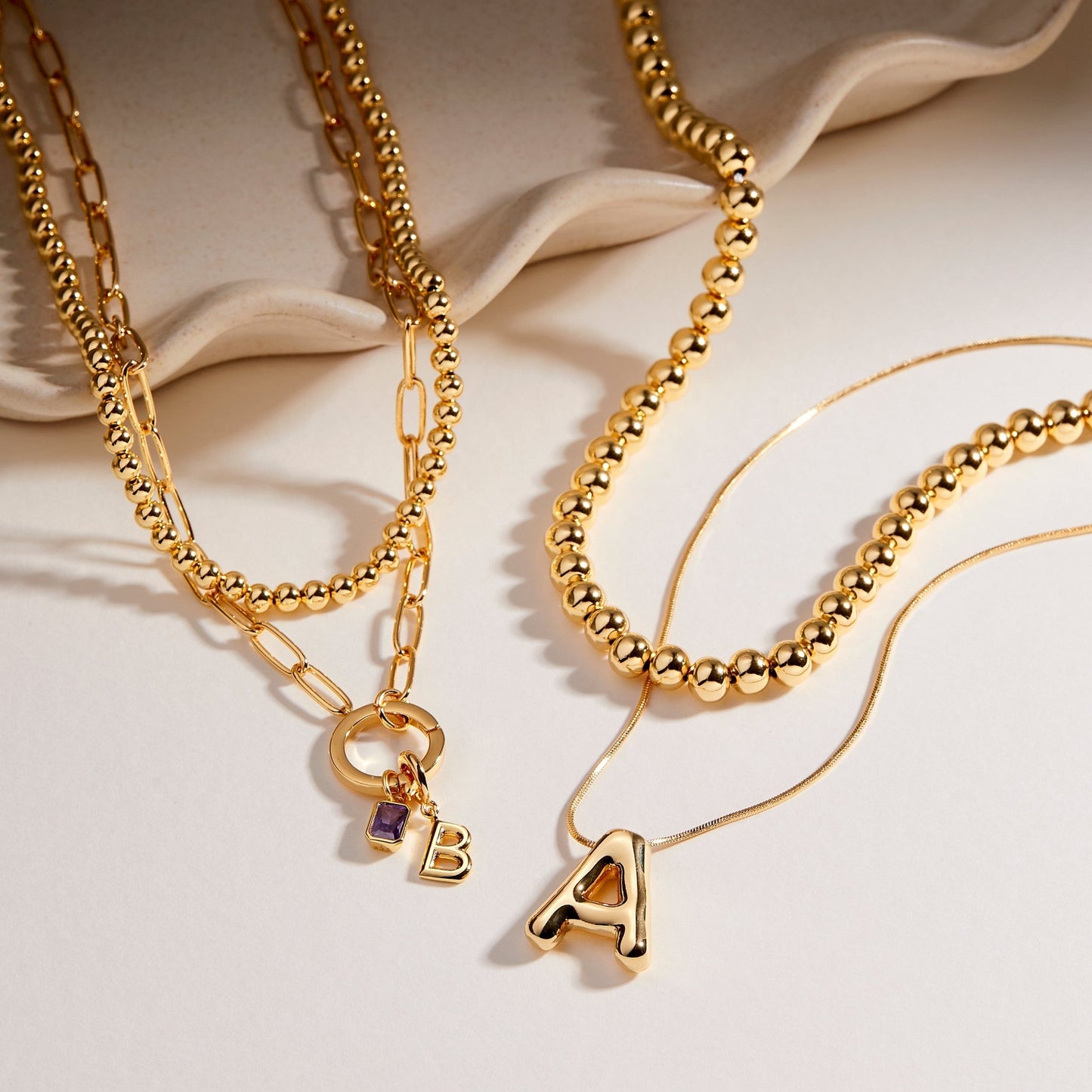 Colette Birthstone Initial Layering Set - Lotus Diamond