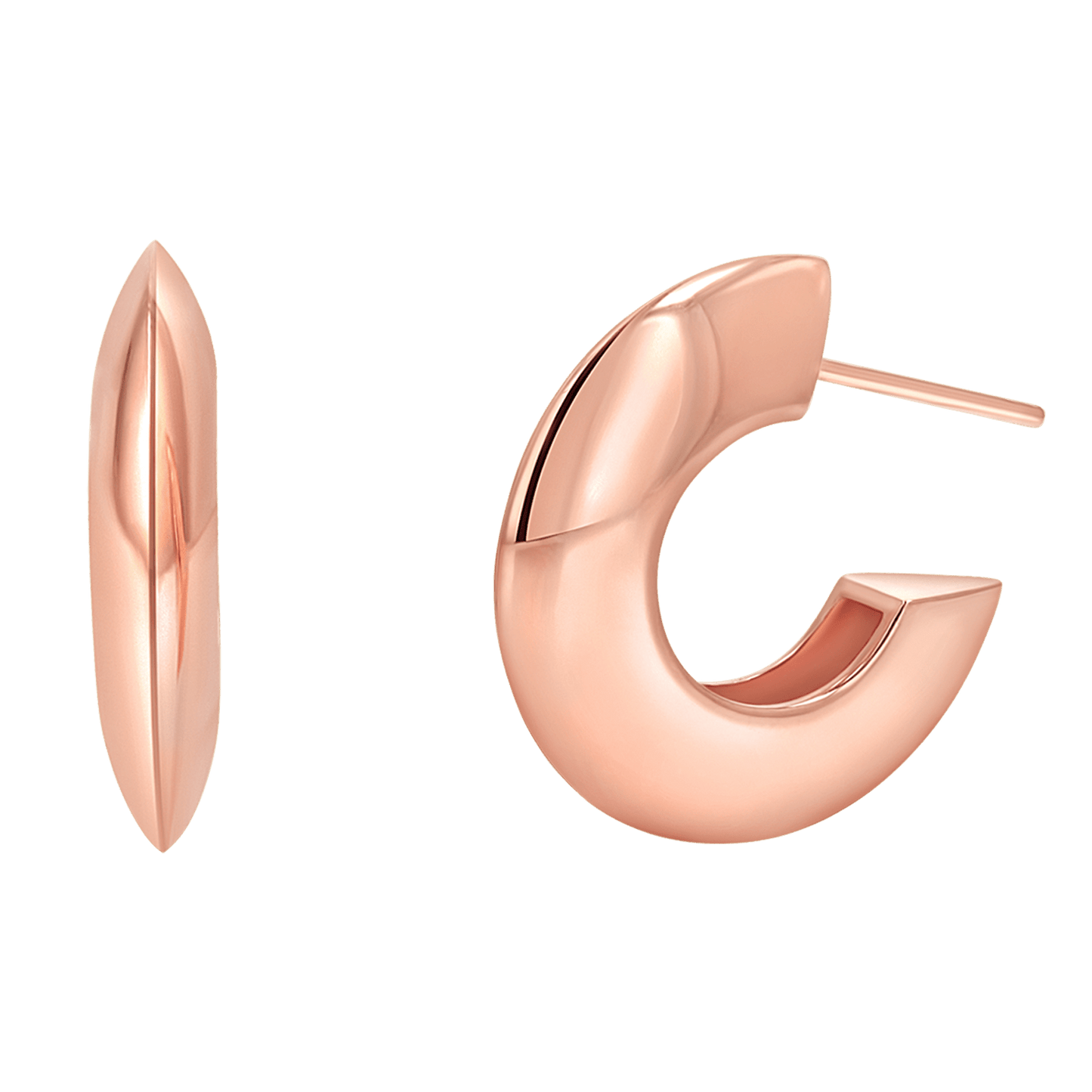 Crescent Dome Hoop Earrings - Lotus Diamond