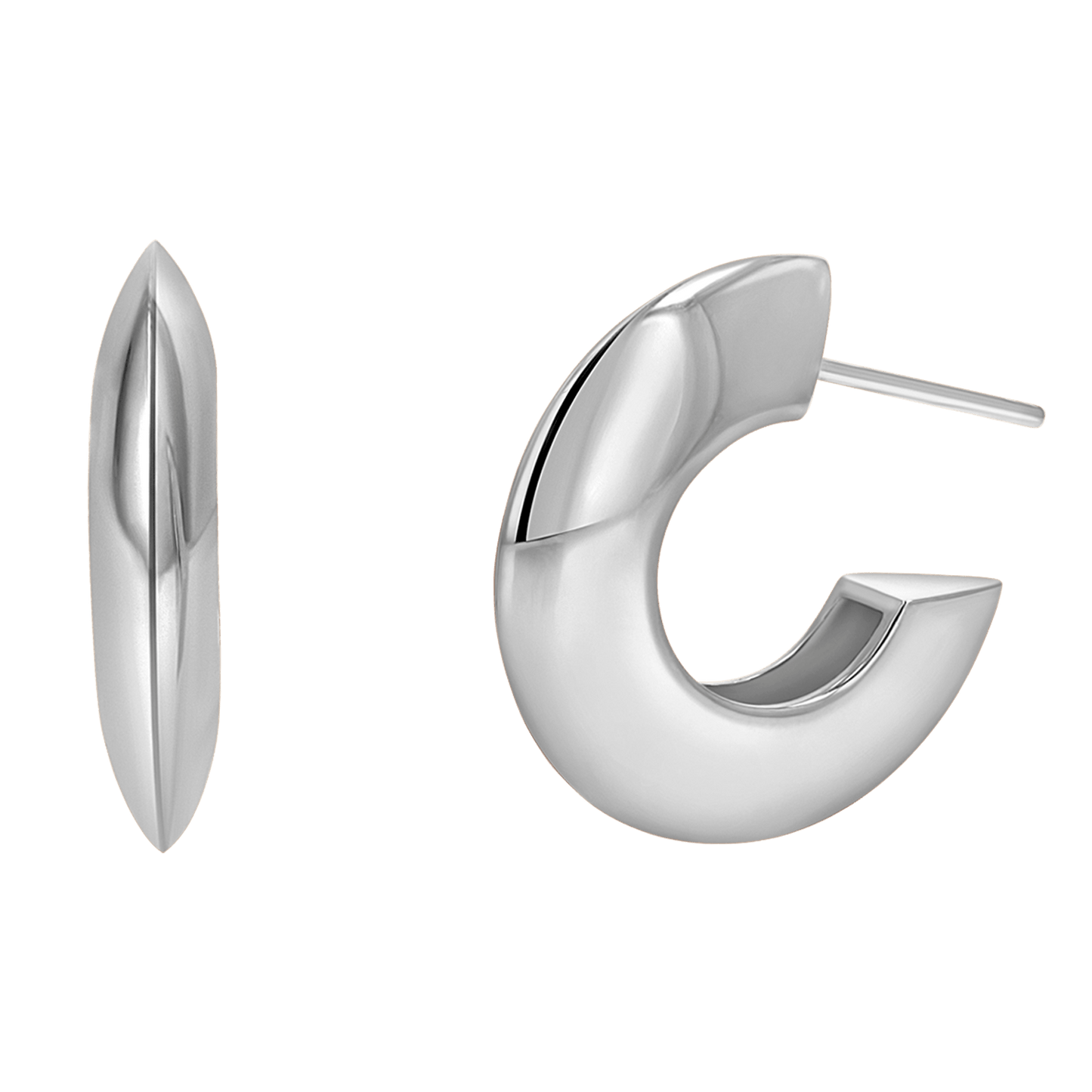 Crescent Dome Hoop Earrings - Lotus Diamond