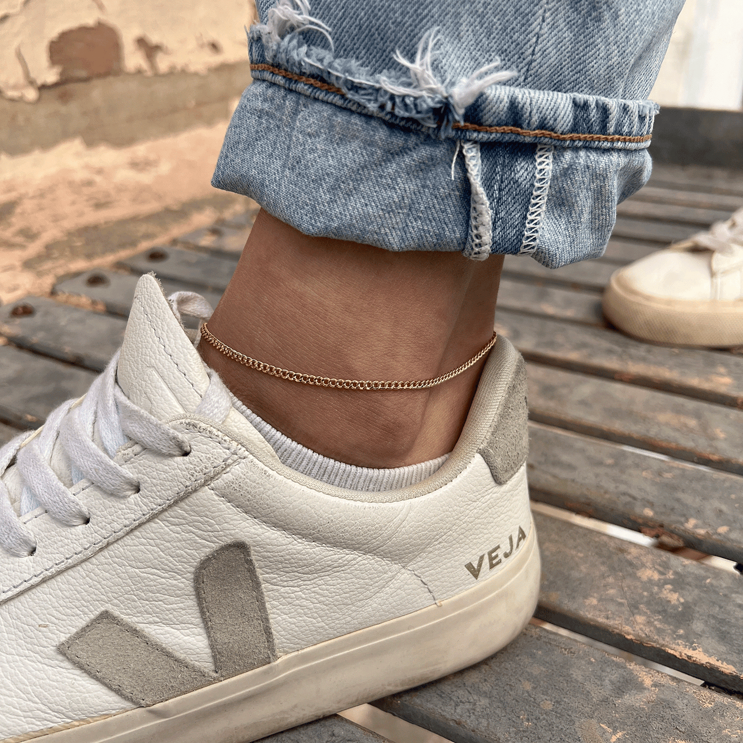 Cuban Curb Link Anklet - Lotus Diamond
