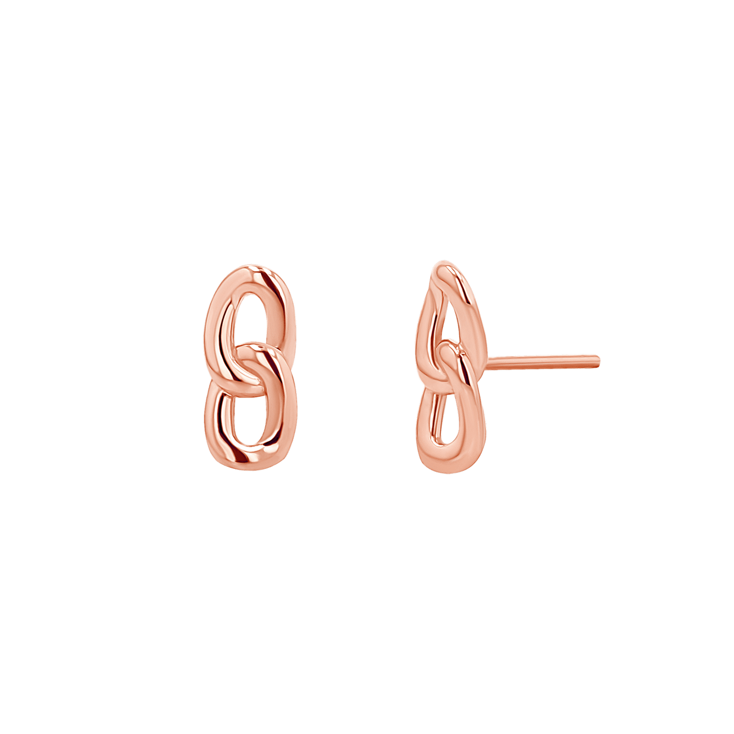 Cuban Curb Link Stud Earrings - Lotus Diamond