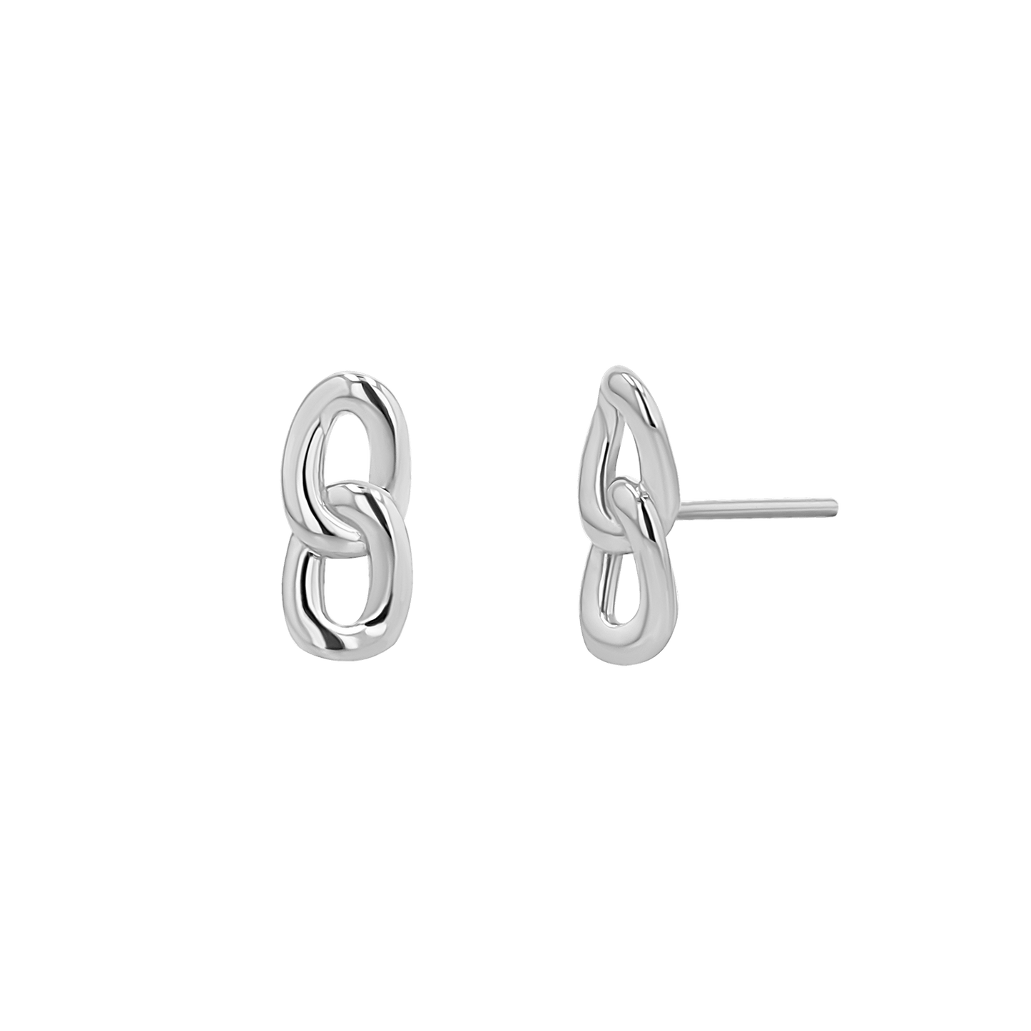 Cuban Curb Link Stud Earrings - Lotus Diamond